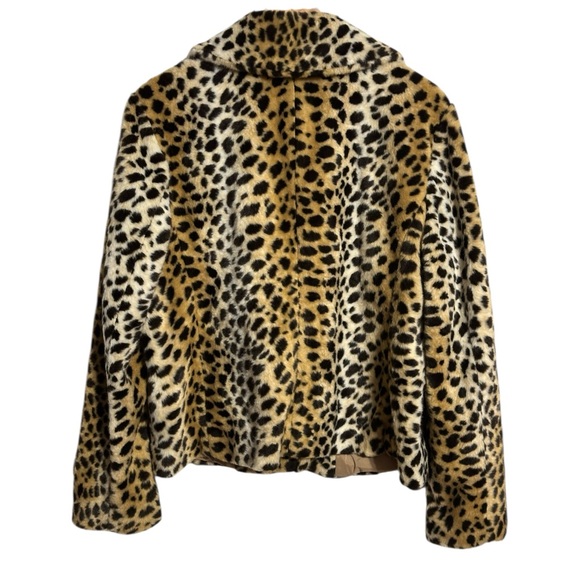 Ann Taylor Leopard Print Faux Fur Long Sleeve Jacket with Pockets - Picture 6 of 9
